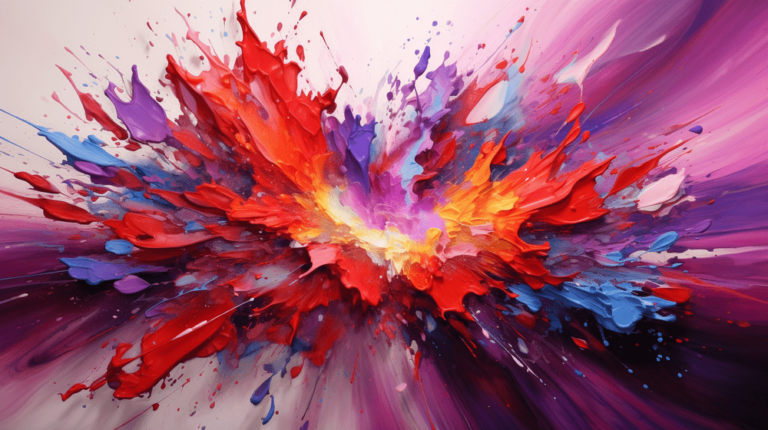 A colorful explosion of paint on a white background.